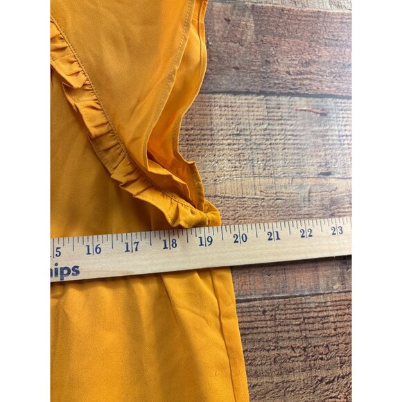 Loft Outlet Womens Mustard Ruffle Sleeve Blouse Size L - Picture 3 of 7